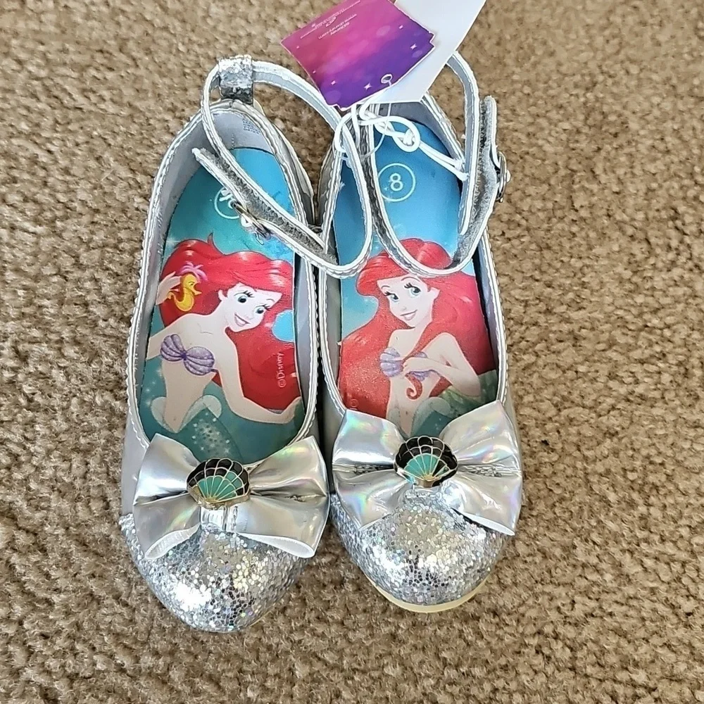 Disney Princess Ariel Ballet Flats Silver Toddler Girls Size 7